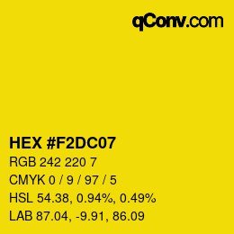 颜色代码: HEX #F2DC07 | qconv.com