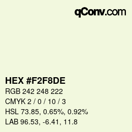 Color code: HEX #F2F8DE | qconv.com