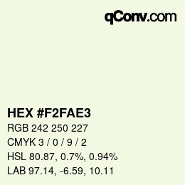 Farbcode: HEX #F2FAE3 | qconv.com