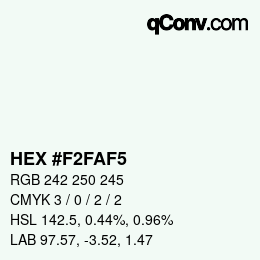 Color code: HEX #F2FAF5 | qconv.com