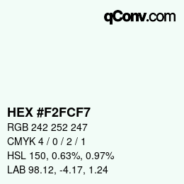 Código de color: HEX #F2FCF7 | qconv.com