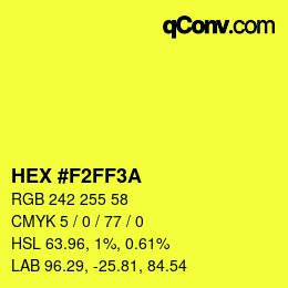 Color code: HEX #F2FF3A | qconv.com