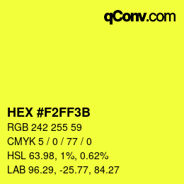 Color code: HEX #F2FF3B | qconv.com
