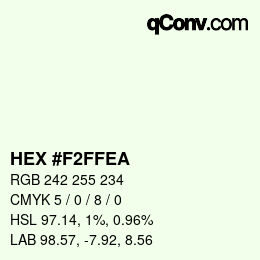 Color code: HEX #F2FFEA | qconv.com