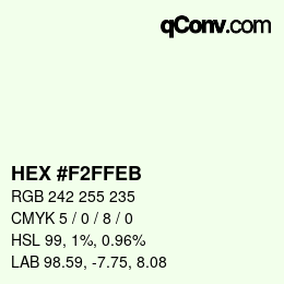 Color code: HEX #F2FFEB | qconv.com