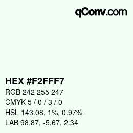 Color code: HEX #F2FFF7 | qconv.com