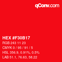 Color code: HEX #F30B17 | qconv.com