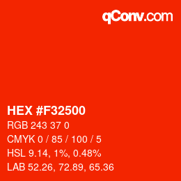 Color code: HEX #F32500 | qconv.com