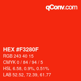 Color code: HEX #F3280F | qconv.com