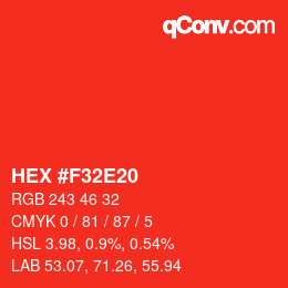 Color code: HEX #F32E20 | qconv.com