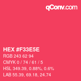 Code couleur: HEX #F33E5E | qconv.com