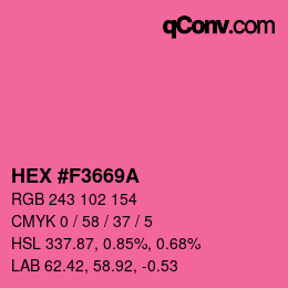 カラーコード: HEX #F3669A | qconv.com