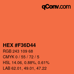 Color code: HEX #F36D44 | qconv.com