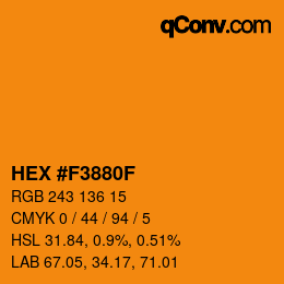 Farbcode: HEX #F3880F | qconv.com