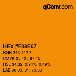 Farbcode: HEX #F38E07 | qconv.com