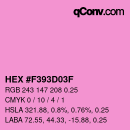Code couleur: HEX #F393D03F | qconv.com