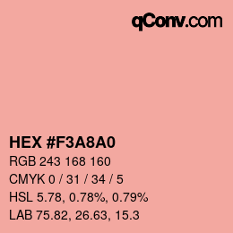 颜色代码: HEX #F3A8A0 | qconv.com