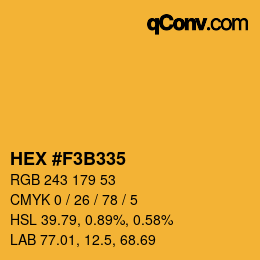 カラーコード: HEX #F3B335 | qconv.com