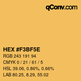 Color code: HEX #F3BF5E | qconv.com