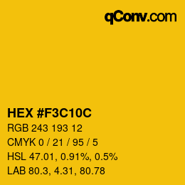 Color code: HEX #F3C10C | qconv.com