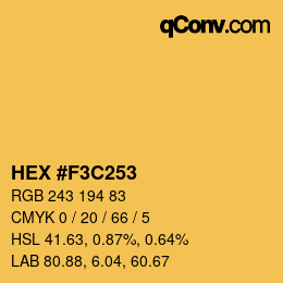 Color code: HEX #F3C253 | qconv.com