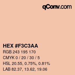 颜色代码: HEX #F3C3AA | qconv.com