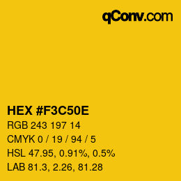 Color code: HEX #F3C50E | qconv.com