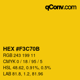 Color code: HEX #F3C70B | qconv.com