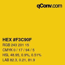 Farbcode: HEX #F3C90F | qconv.com