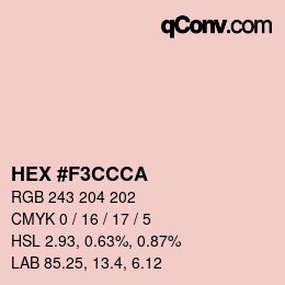 颜色代码: HEX #F3CCCA | qconv.com