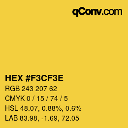 Color code: HEX #F3CF3E | qconv.com