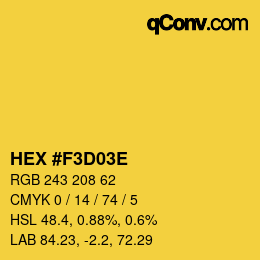 Color code: HEX #F3D03E | qconv.com