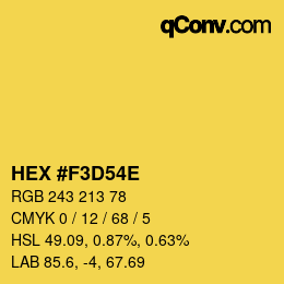 カラーコード: HEX #F3D54E | qconv.com