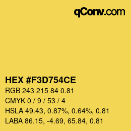 カラーコード: HEX #F3D754CE | qconv.com