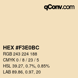Color code: HEX #F3E0BC | qconv.com