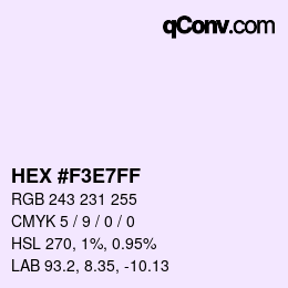 Color code: HEX #F3E7FF | qconv.com