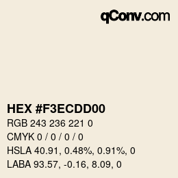 Color code: HEX #F3ECDD00 | qconv.com