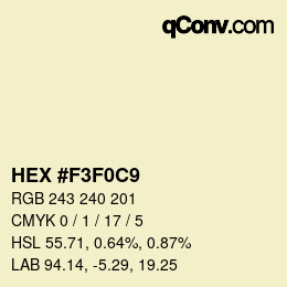 颜色代码: HEX #F3F0C9 | qconv.com
