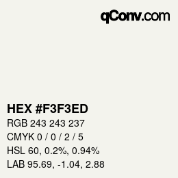 カラーコード: HEX #F3F3ED | qconv.com