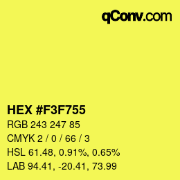 Farbcode: HEX #F3F755 | qconv.com