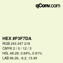 Color code: HEX #F3F7DA | qconv.com