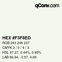 颜色代码: HEX #F3F8ED | qconv.com