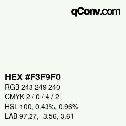 Color code: HEX #F3F9F0 | qconv.com