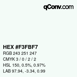 Color code: HEX #F3FBF7 | qconv.com