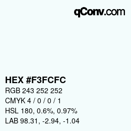 Color code: HEX #F3FCFC | qconv.com
