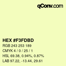 颜色代码: HEX #F3FDBD | qconv.com