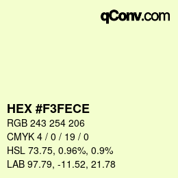 Color code: HEX #F3FECE | qconv.com