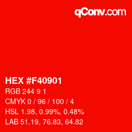 Color code: HEX #F40901 | qconv.com