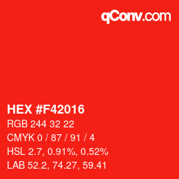 カラーコード: HEX #F42016 | qconv.com