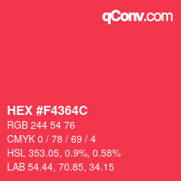 Color code: HEX #F4364C | qconv.com